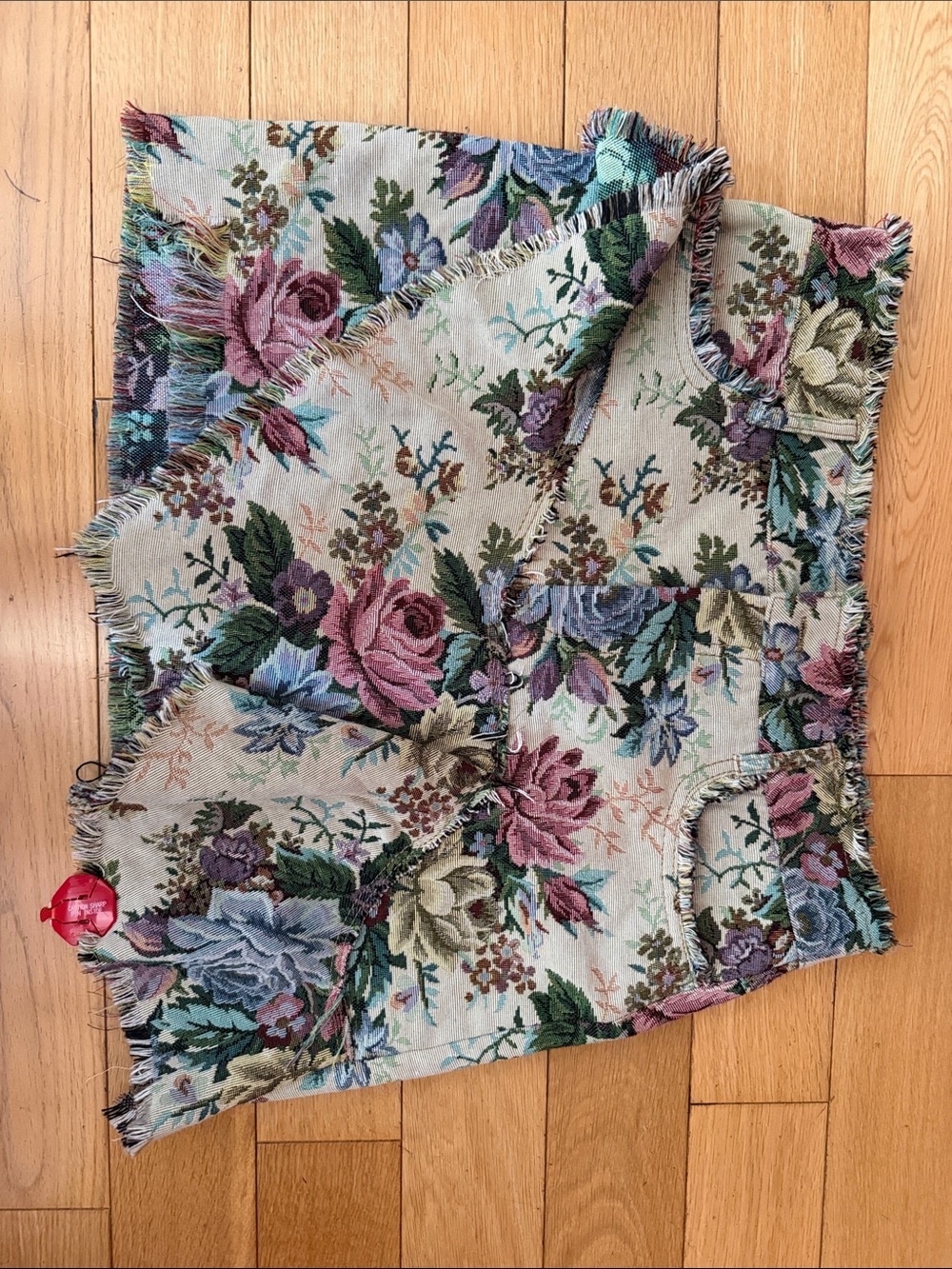 Zara Floral Tapestry Fringe Skirt in Rose, Green, Blue